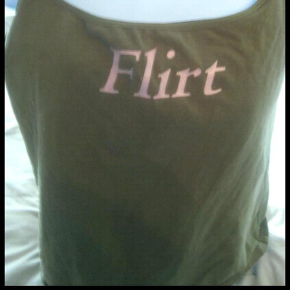 Womens VICTORIA'S SECRET FLIRT Olive Green Pink w/ Bra Tank Camisole TOP - Picture 2 of 3